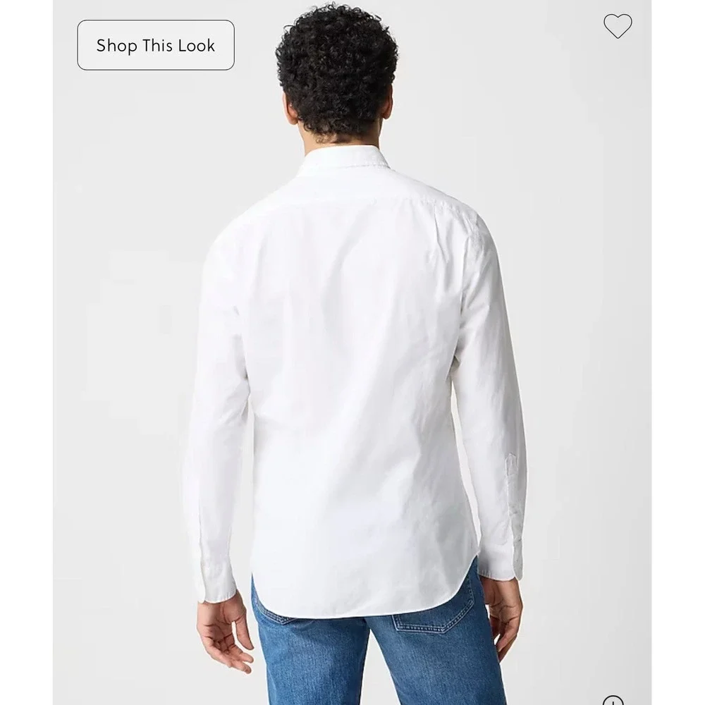 NWT J.Crew Flex Washed‎ XXL Slim Untucked White Casual Collared Button Shirt $89
